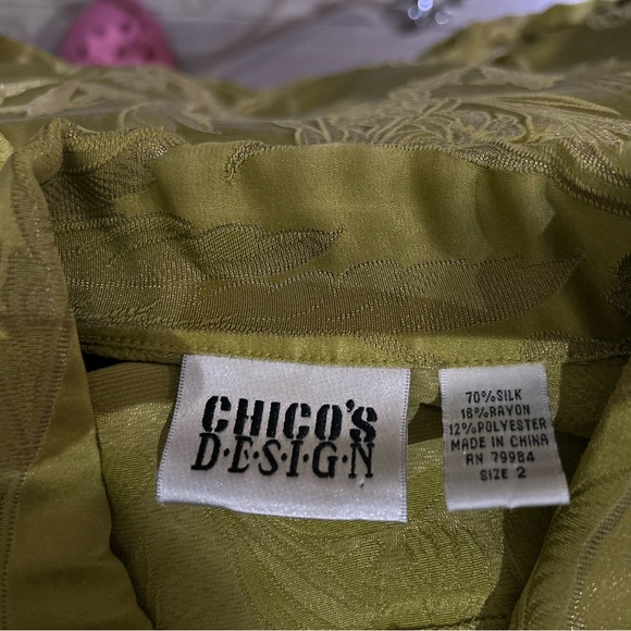 Women’s Chico’s Pear Green Silk Jacket in size Large 12 14 - Picture 10 of 10